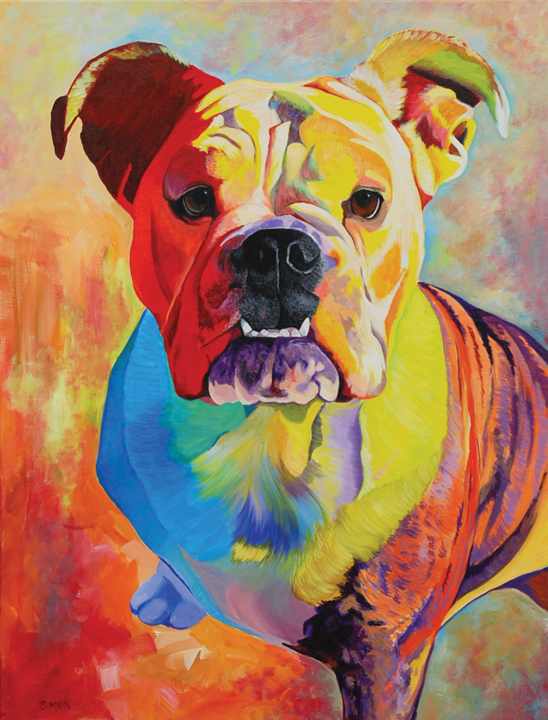 painting of a pit bull