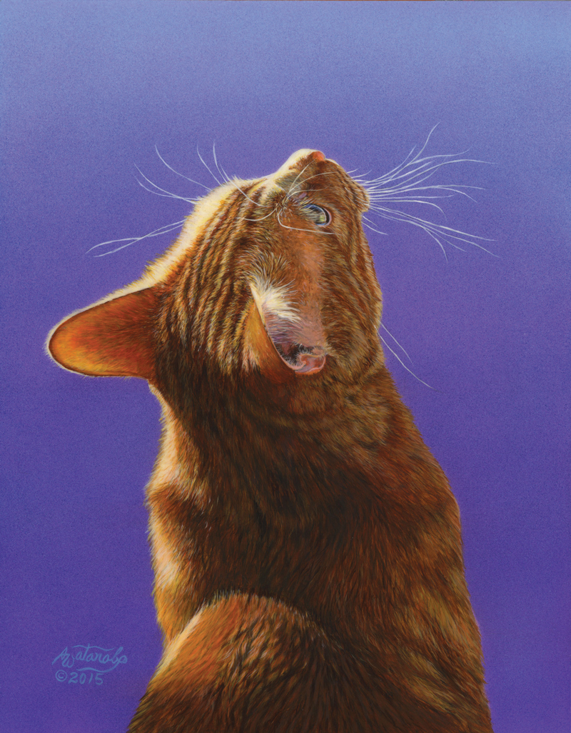 painting of a gold cat