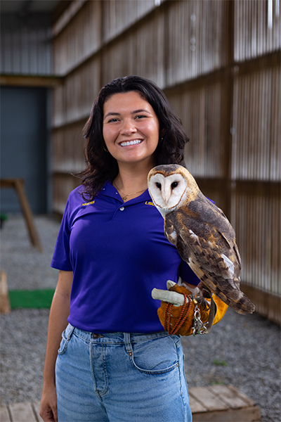 Kirsten Sanguinetti with barn owl