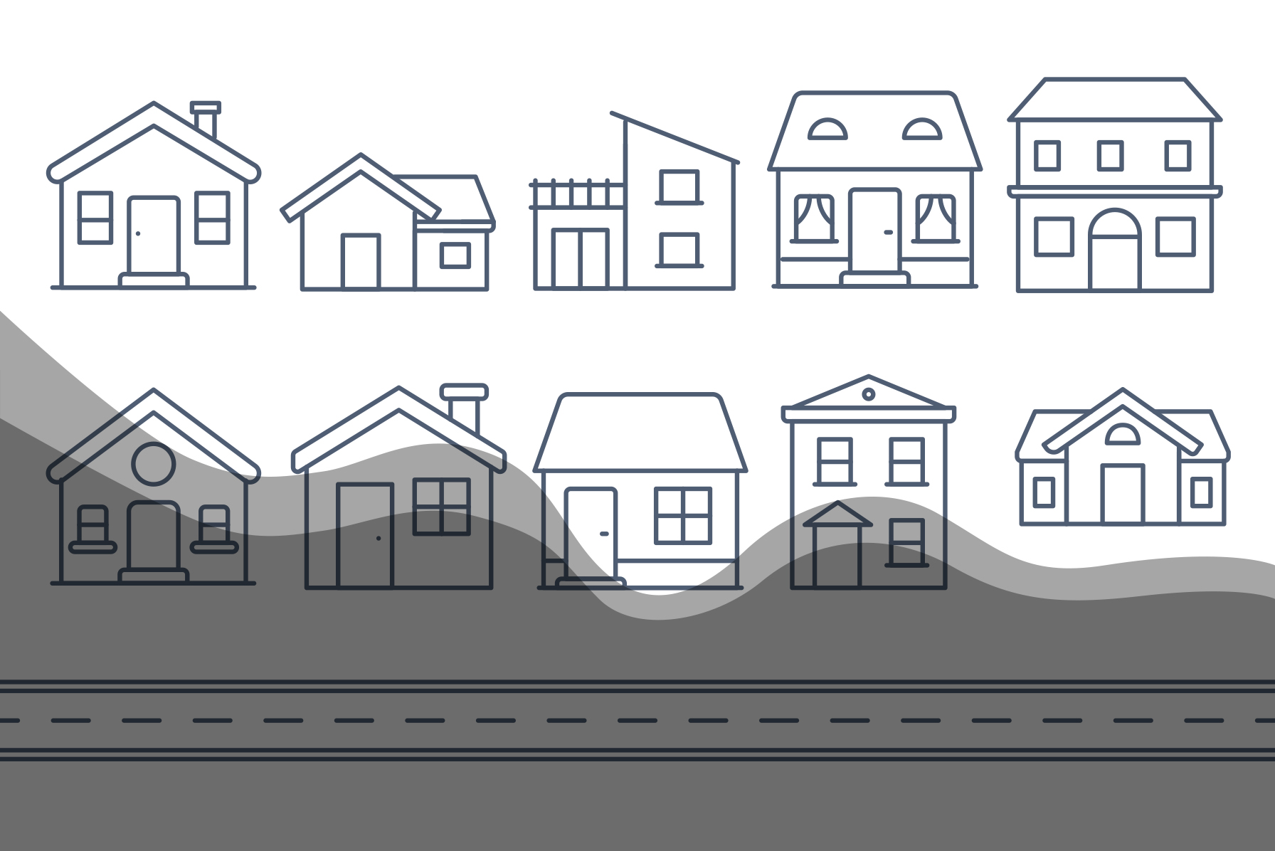 Illustration of flooded houses